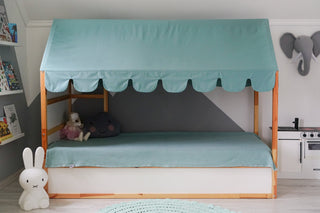 IKEA Kura Bed Canopy - Mint Scallop Edge, Teflon Duck Cotton