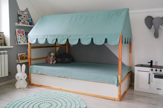 IKEA Kura Bed Canopy - Mint Scallop Edge, Teflon Duck Cotton
