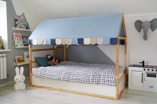 IKEA Kura Hack - Blue Roof Canopy with Colorful Scallop Edge