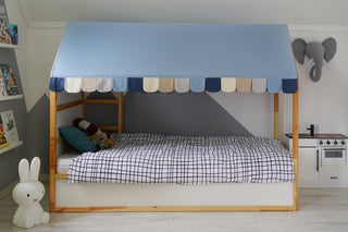 IKEA Kura Hack - Blue Roof Canopy with Colorful Scallop Edge