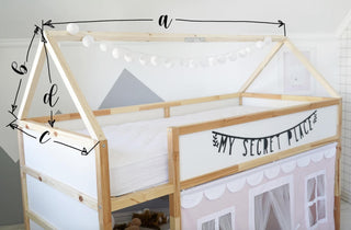 Curtains for IKEA Kura House Bed - Loop Top Panels with Scallop Roof Canopy