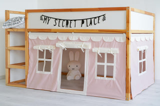 IKEA KURA Bunk Bed Curtains with Scallop Trim - Pink Cotton Playhouse