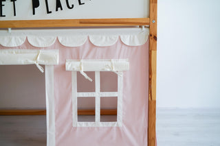 IKEA KURA Bunk Bed Curtains with Scallop Trim - Pink Cotton Playhouse