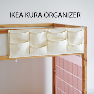 Bunk bed organizer, Ikea Kura pockets, Kura bed organizer, Ikea Bed Curtain, Ikea Kura Hack, Kura Bed Decor