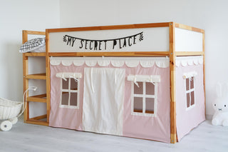 IKEA KURA Bunk Bed Curtains with Scallop Trim - Pink Cotton Playhouse