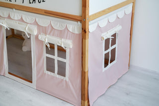 IKEA KURA Bunk Bed Curtains with Scallop Trim - Pink Cotton Playhouse