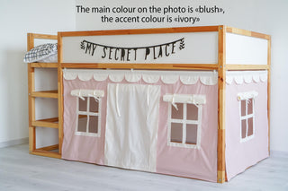 IKEA KURA Bunk Bed Curtains with Scallop Trim - Pink Cotton Playhouse