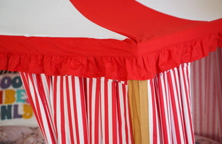 IKEA KURA Circus Curtains with Roof Canopy - Red and White Stripe