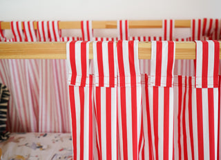 Curtains for IKEA KURA Bed - Circus Stripe with Solid Red Roof Canopy