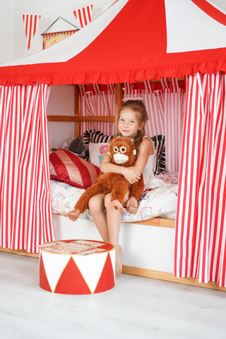 IKEA KURA Circus Curtains with Roof Canopy - Red and White Stripe