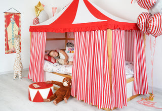 IKEA KURA Circus Curtains with Roof Canopy - Red and White Stripe