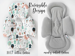 Mamaroo Insert - Woodland Forest Cotton and Gray Minky Velvet
