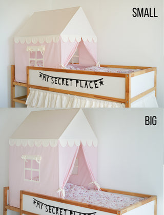 Twin Bed Canopy - Pink Scallop Bed Tent, 4-in-1 Sleep and Play Solution