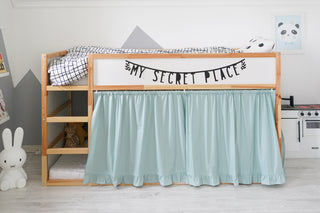 IKEA KURA Bunk Bed Canopy Curtains with Ruffle Hem - Mint Cotton