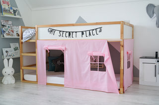 Bunk Bed Curtains - Light Pink Cotton with Door and Window