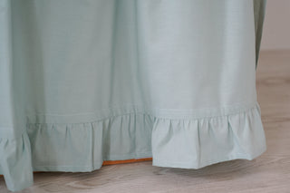 IKEA KURA Bunk Bed Canopy Curtains with Ruffle Hem - Mint Cotton