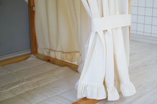 Curtains for IKEA KURA Bunk Bed with Ruffle Hem - Ivory Cotton
