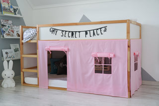 Bunk Bed Curtains - Light Pink Cotton with Door and Window