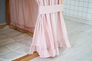 Curtains for IKEA KURA Bunk Bed with Ruffle Hem - Blush Pink Cotton