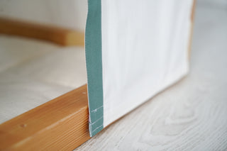 IKEA KURA Bunk Bed Curtains - Ivory and Eucalyptus Cotton with Window Pocket