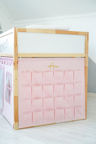 Curtains for IKEA KURA Bunk Bed with Scallop, Tulle and Pockets - Blush