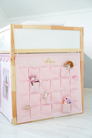 Curtains for IKEA KURA Bunk Bed with Scallop, Tulle and Pockets - Blush