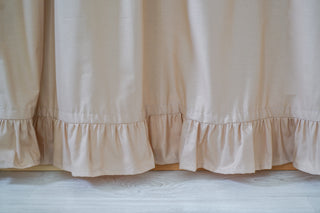 KURA Bed Curtains with Ruffle Hem - Camel Cotton for Shared Bedrooms