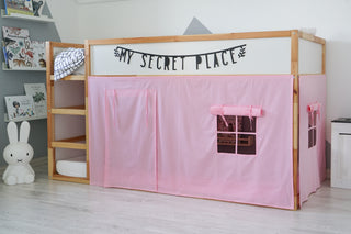 Bunk Bed Curtains - Light Pink Cotton with Door and Window