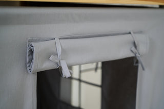 KURA Bunk Bed Curtains - Gray Cotton with Door and Window Pocket