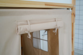 IKEA KURA Bunk Bed Curtains - Natural Beige Cotton with Door and Window