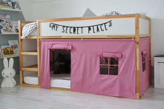 IKEA KURA Bunk Bed Curtains - Pink Cotton for Girls