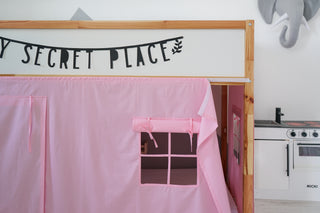 Bunk Bed Curtains - Light Pink Cotton with Door and Window