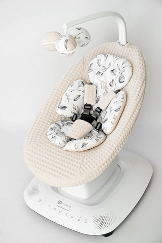Mamaroo Seat Cover and Insert - Ivory Waffle and Gray Branch Cotton