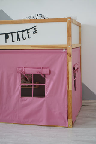 IKEA KURA Bunk Bed Curtains - Pink Cotton for Girls
