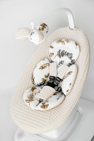Mamaroo Newborn Insert - Gray and Brown Branch Cotton and Beige Waffle Fabric