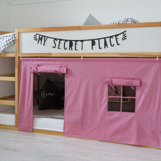 IKEA KURA Bunk Bed Curtains - Pink Cotton for Girls