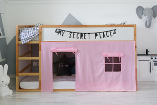 Bunk Bed Curtains - Light Pink Cotton with Door and Window
