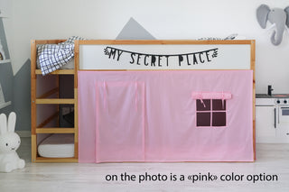 Bunk Bed Curtains - Light Pink Cotton with Door and Window
