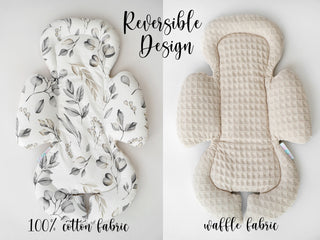 Mamaroo Seat Cover and Insert - Ivory Waffle and Gray Branch Cotton